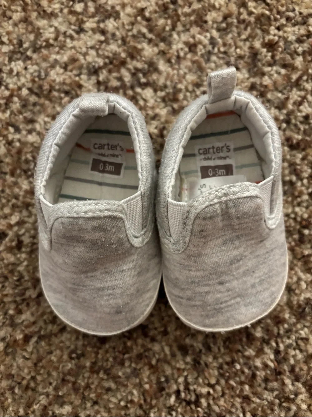 Carter's Heather Gray Slip-On Baby Shoes 0-3 Month